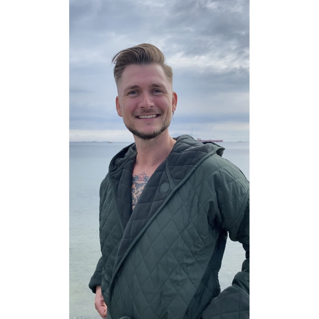 NORDBAEK Bathrobe NORDBAEK Long Beach - men's windproof 100% recycled fleece Bath robe Green